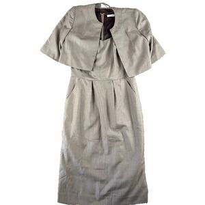 Calvin Klein Skirt Suit Size 6‎ Two Piece Set Brown Tan Pockets Lined Classy